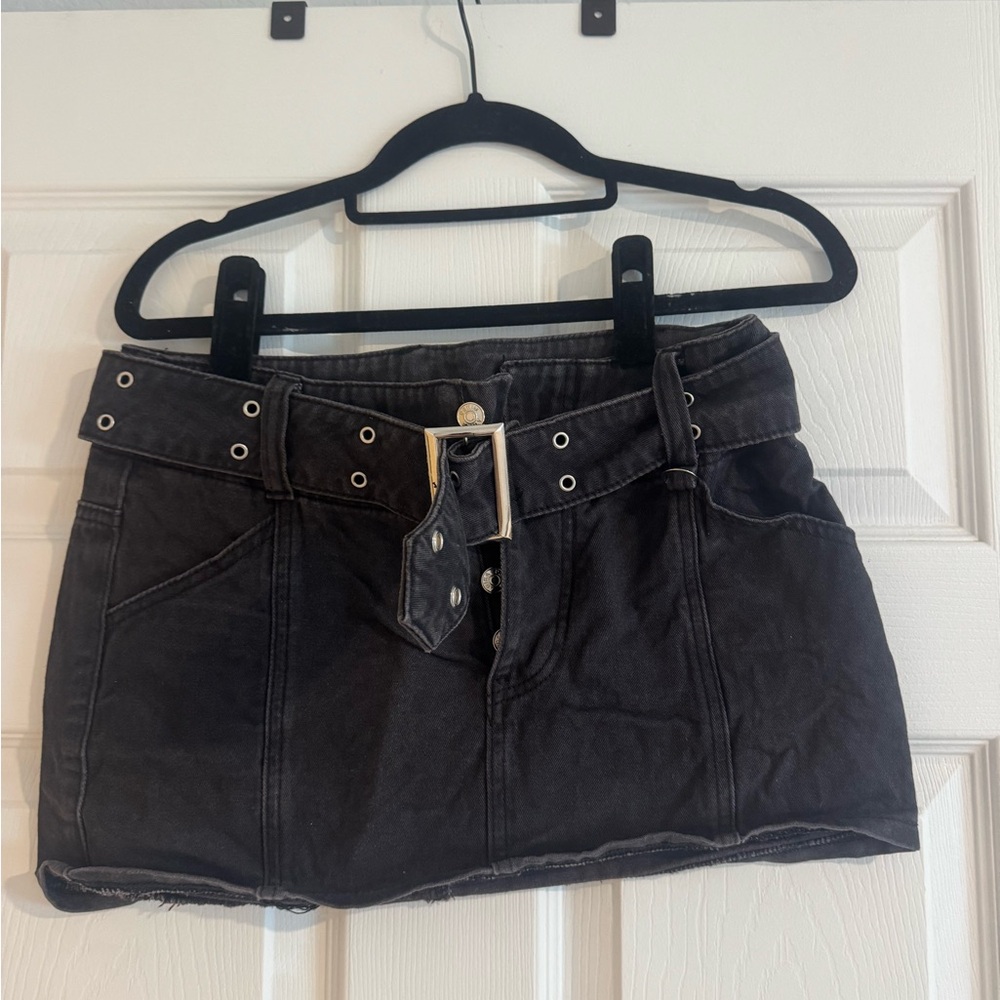 Adika Charcoal Mini Skirt with Belt